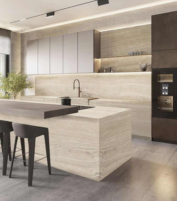 Cocina En Travertino Navona Rare Stone